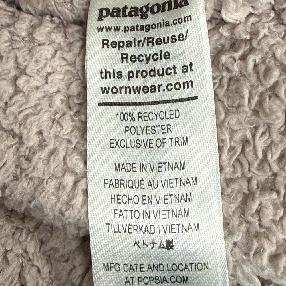 Patagonia Sherpa Fleece Pullover Medium Taupe Quarter Zip Cozy Jacket Top - Picture 9 of 12